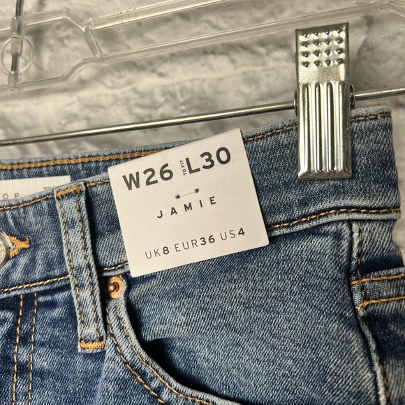 NWT Topshop Jamie Skinny Jeans High Rise Stretch Denim Chewed Hems SIZE 26 - Picture 4 of 7